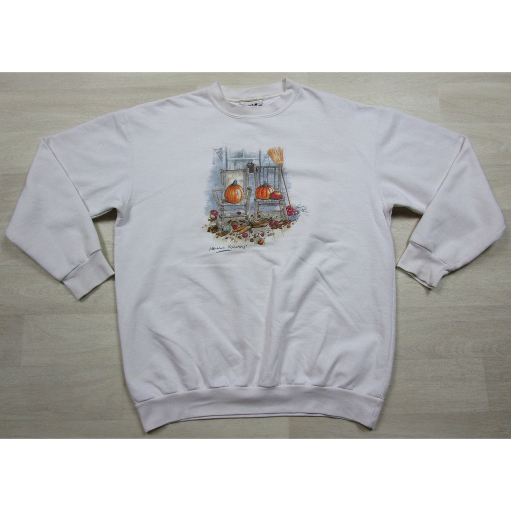 Vintage 90s Northern Reflections Crewneck Sweatshirt (XL) Fall Pumpkin Granny